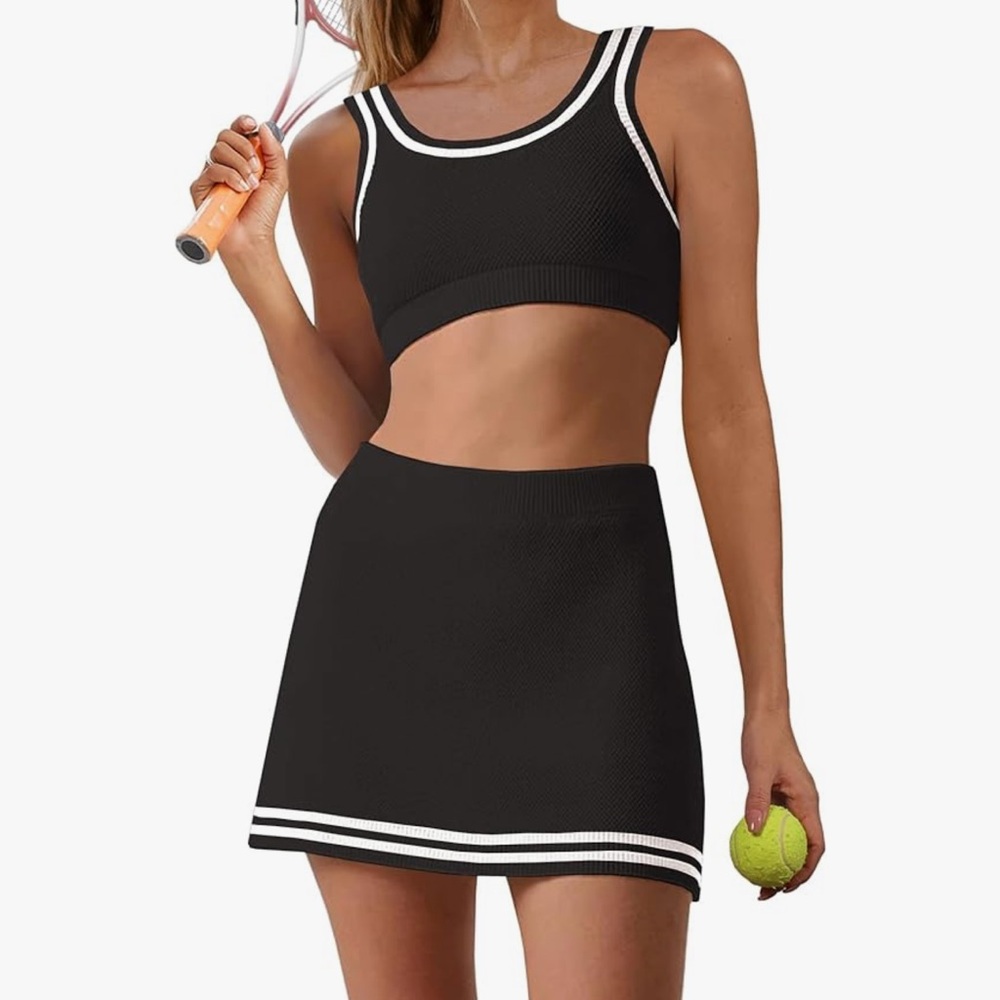 Black and White Athletic Skirt Set